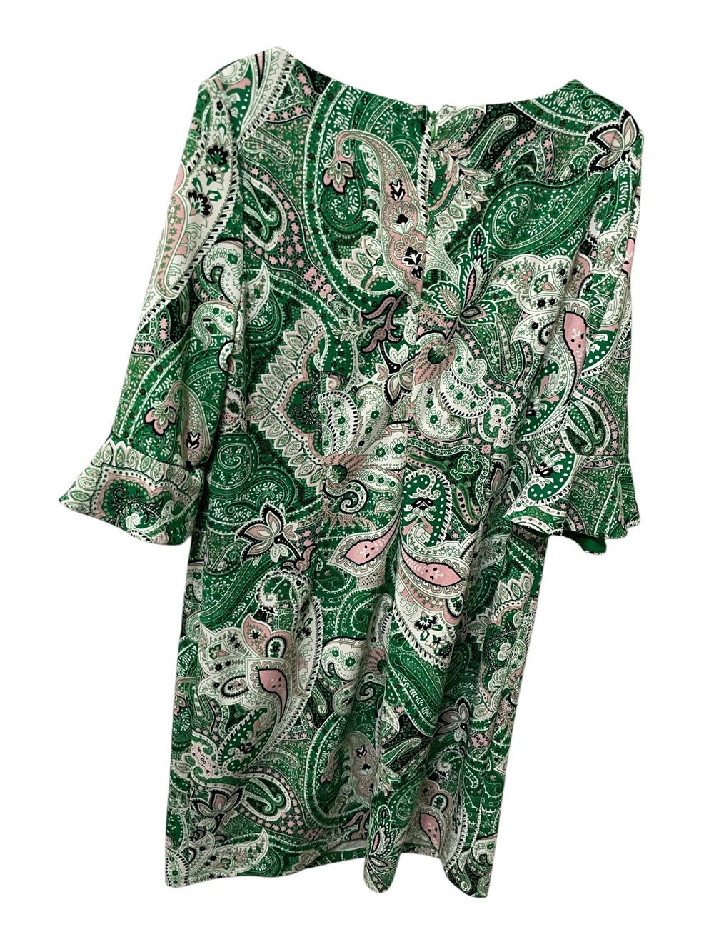 Kasper Printed Ruffle-Sleeve Sheath Green Paisley Print Dress artsy office sz 12 - Picture 8 of 16